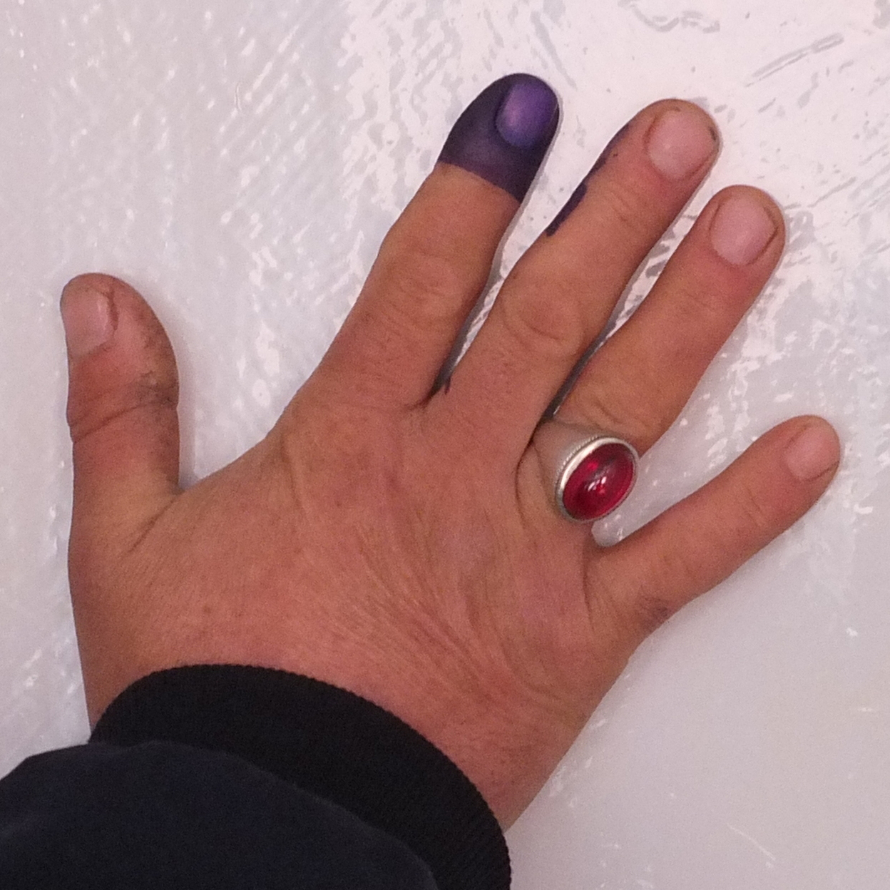 Purple stain proving that someone has voted