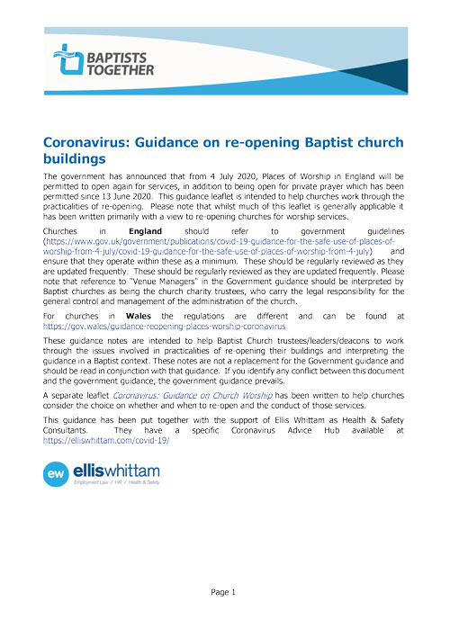 GuidanceOnRe-openingBaptistChu
