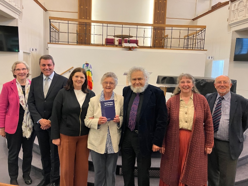 Brian Haymes thanksgiving service - Karen Smith, Simon Woodman, Debby Hallam (Brian's daughter), Jenny Haymes, Paul Fiddes, Ruth Gouldbourne and Keith Jones