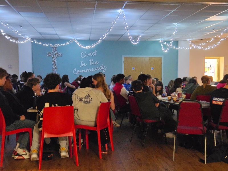 Participants of the Youth Alpha Course in Salisbury sit around tables