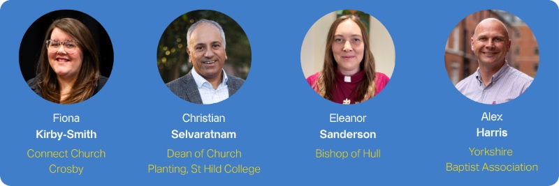 Multiply North speaker banner showing the faces of four speakers